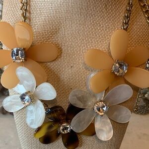 Floral Statement Necklace in Cream and Brown
